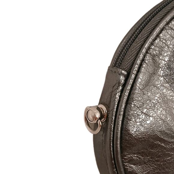 Giorgio Armoni Makeup Cosmetics Bag Circle Pouch Gunmetal Gray Designer Round - Picture 9 of 16